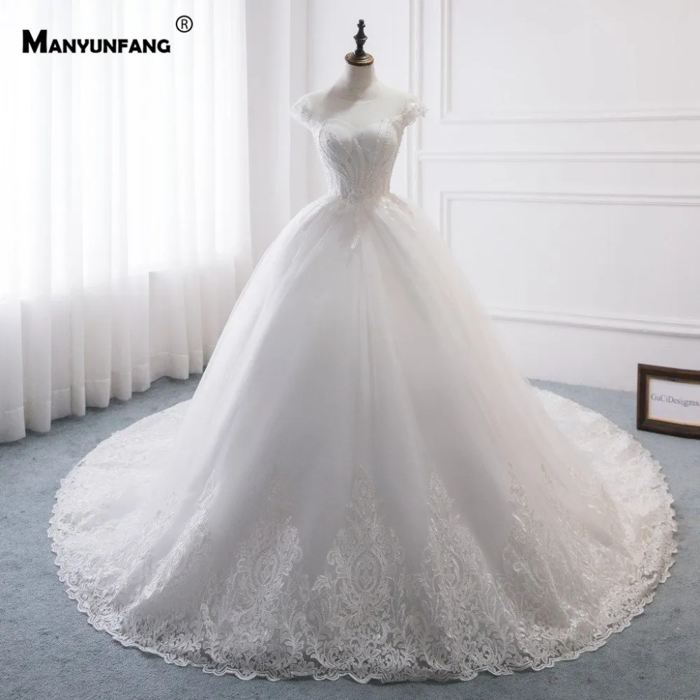Романтический настроить сделано Vestidos De Novia Sirena Королевский поезд Hochzeit 2019 Новое поступление жемчуг кристаллы для свадебного платья