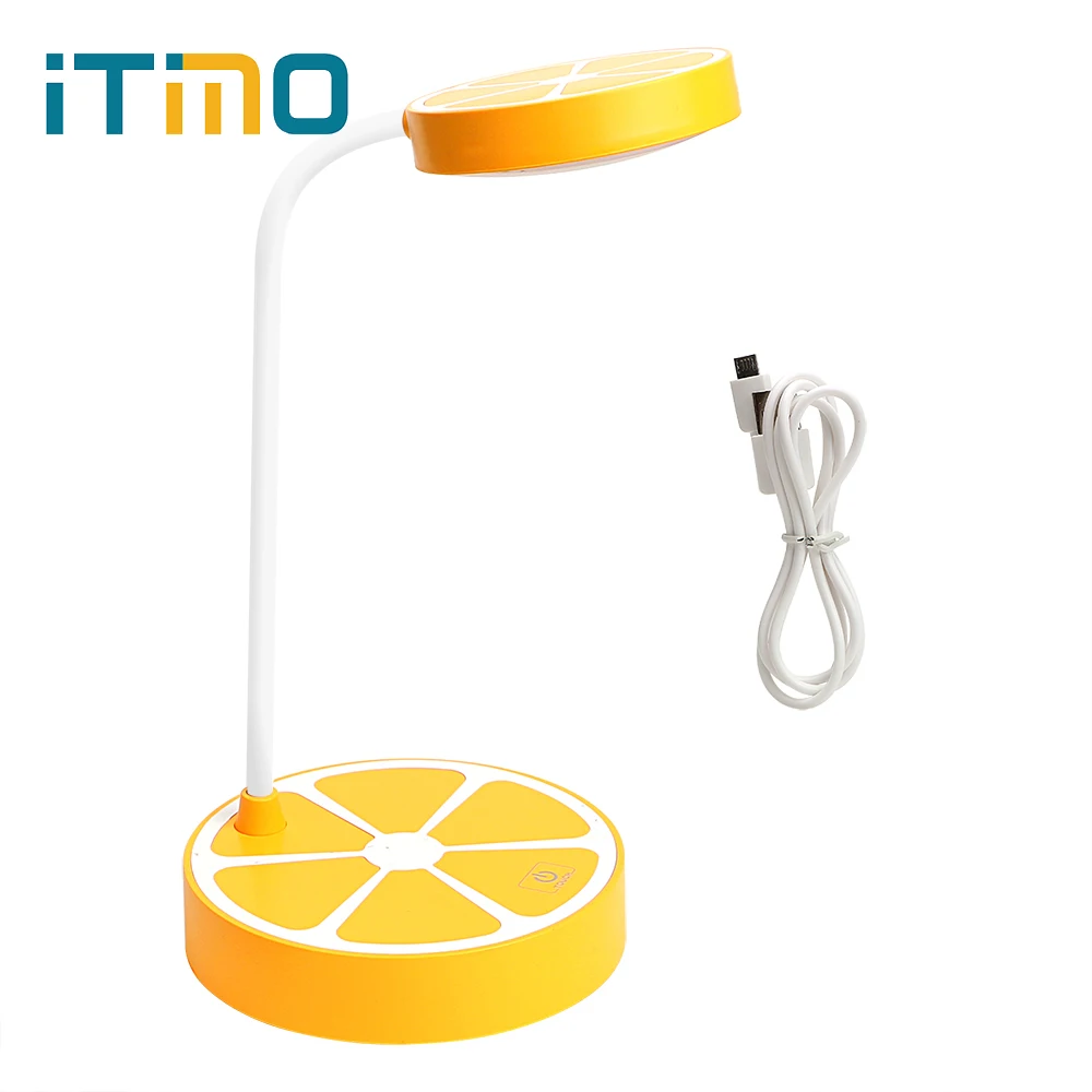 

ITimo Orange Shaped Table Lamp USB Rechargeable 3 Modes Adjustable Book Reading Light LED Desk Lamps Eye Protection Kids Cute