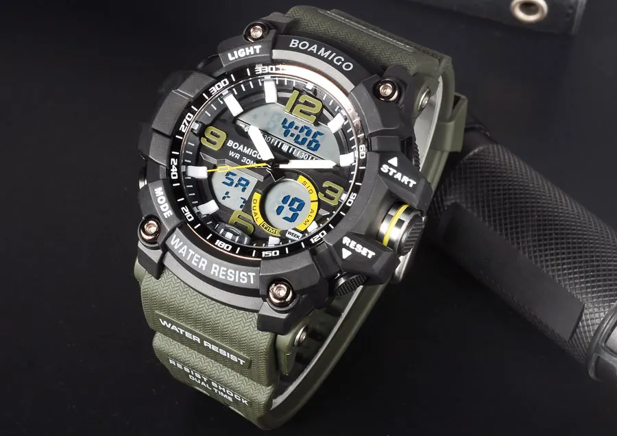 BOAMIGO Brand Digital LED Plastic Watches Dual Display Sports Watch Military Quartz Movement Accurate Time Keeping Wristwatch (15)