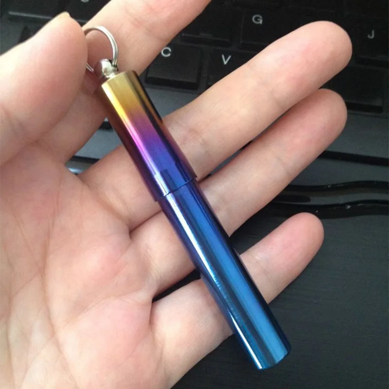 Pure Titanium Toothpick Holder Waterproof Warehouse Sealed Cabin Lifesaving Medicine Box Titanium Gold Toothpick Ear Spoon