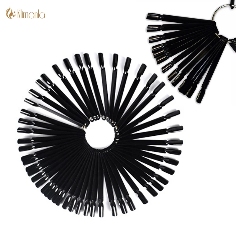 

50pcs/lot Black Polish False Nail Fake Nail Art Color Display Fan Shape UV Gel Decoration Display Set Nail Tools Fan shaped
