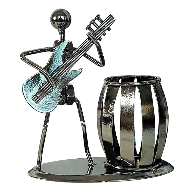 

Popular Creative metal Pen holder Vase Pencil Pot Pen Holders Stationery Desk Tidy Container office stationery (electric guitar)