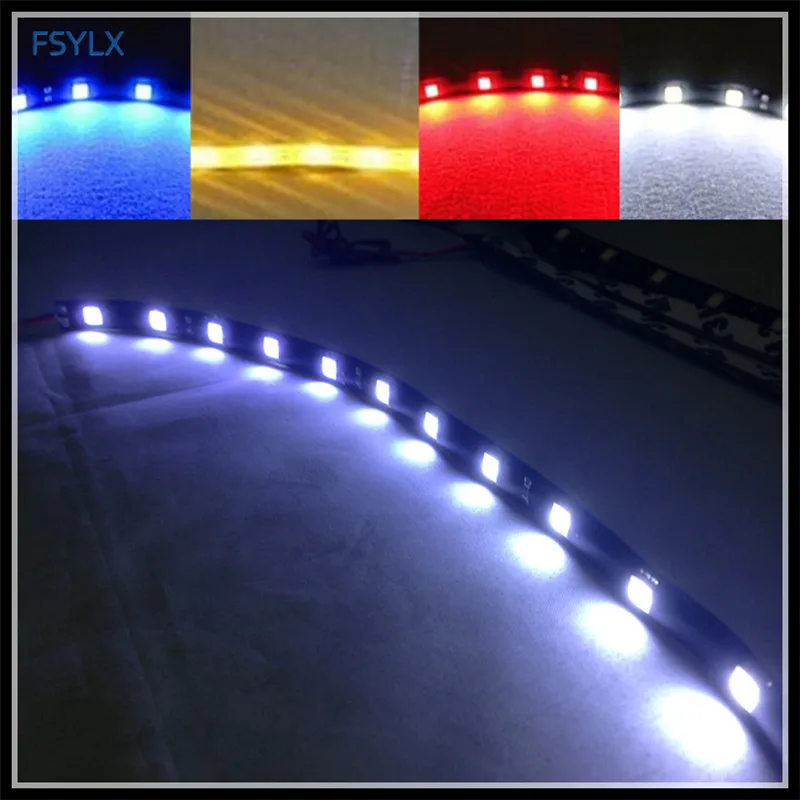 

10pcs LED stripe 30cm 12 SMD White Red Blue Green 5050 Flexible LED Daytime Running Lights DRL strip for AUDI
