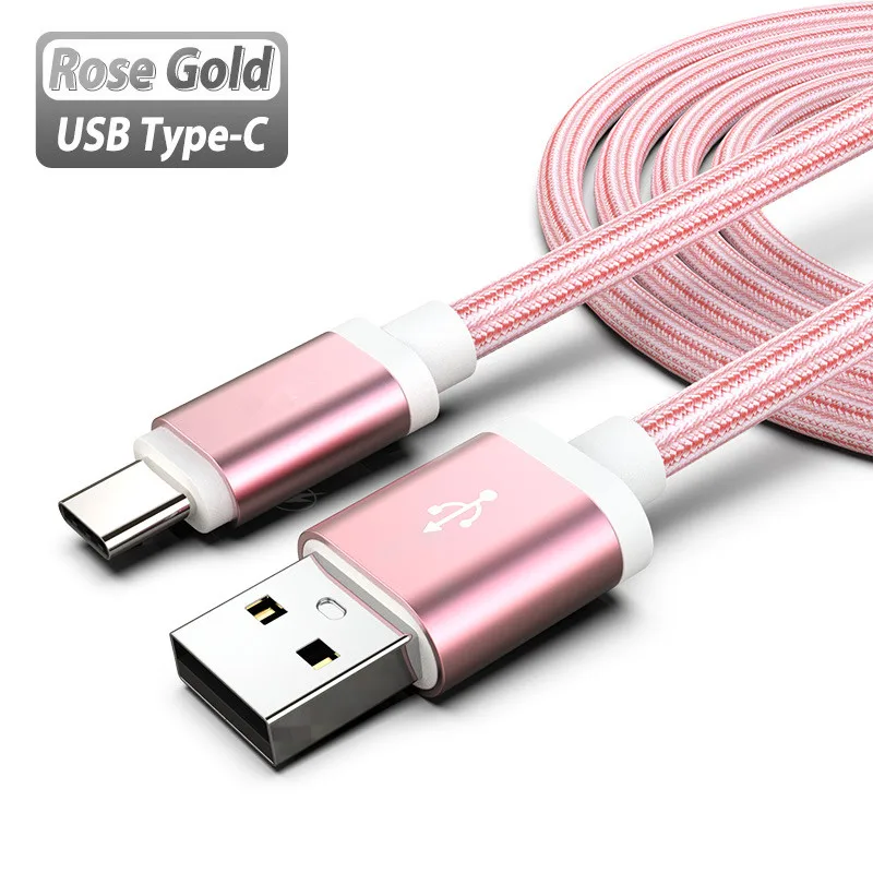 Usb type C кабель для зарядного устройства кабель для передачи данных Usb C шнур для быстрой зарядки для One Plus Oneplus 7 6T 6 5 samsung Galaxy A70 A50 A30 S10 S9 PLUS - Цвет: rose gold