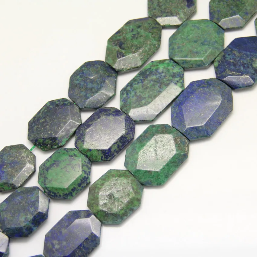 

Approx 11pcs/str Lapis Chrysocolla Faceted Octagon Loose Beads,Center Drilled Natural Stones Cut Slab Charms Necklace Jewelry