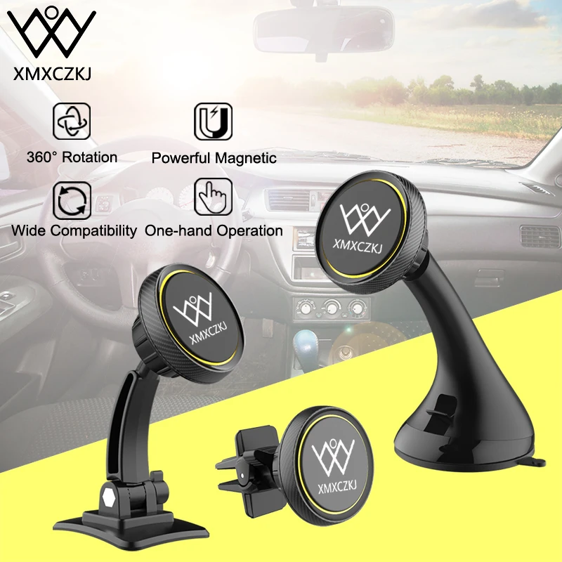

XMXCZKJ Magnetic Car Holder For Samsung S8 360 Degree GPS Air Vent Mount Phone Holder For iPhone Dashboard Windshield Car Holder