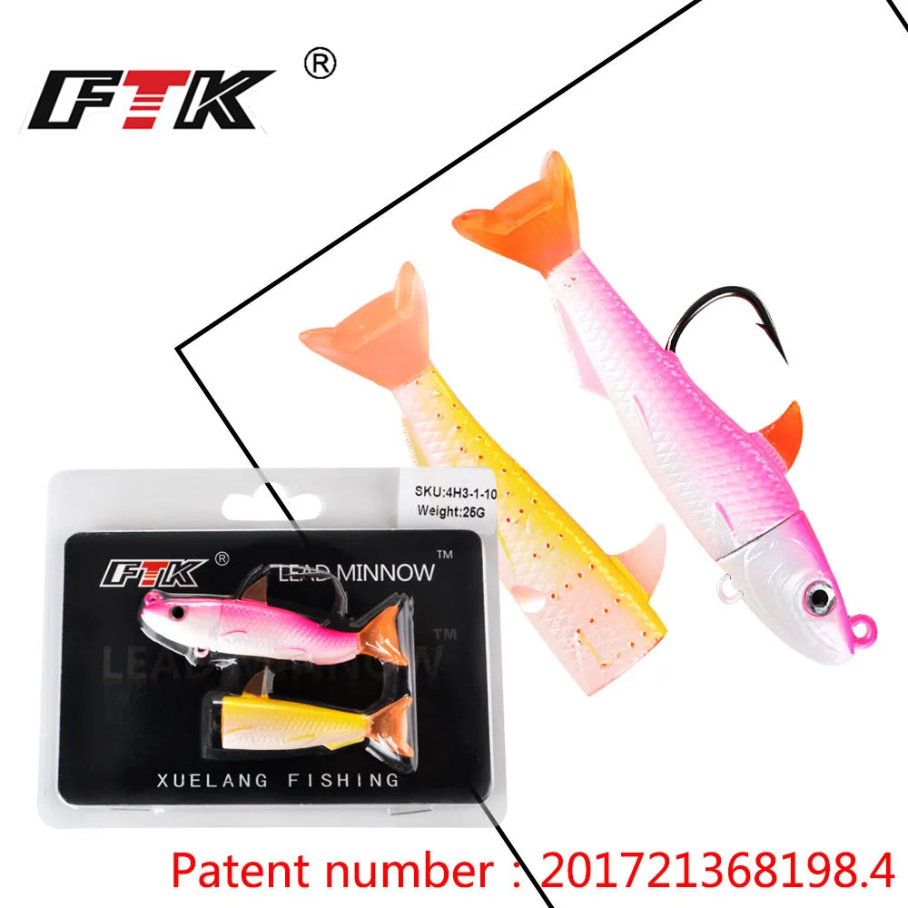 Мягкая рыболовная приманка FTK 10 г/25 г/45 г свинцовая головка для окуня яркий Поппер