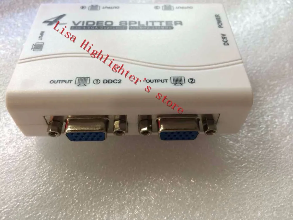 Белый с 1 по 4 порты 4 Way VGA Video Splitter Дубликатор 250 мГц разделения экрана устройства cascadedable Сапоги и ботинки для девочек видеосигналов до 65 м