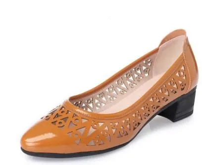 AIYUQI/Большие размеры 41,#42,#43,# женские босоножки Летняя женская обувь из натуральной кожи Удобная Повседневная дышащая обувь с отверстиями женская обувь - Цвет: yellow