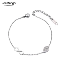 JeeMango Бесконечность и браслет ручной работы с разноцветным бисером очаровательные браслеты для девочек из нержавеющей стали цепи и звенья женские браслеты-нитки ювелирные изделия JB19052
