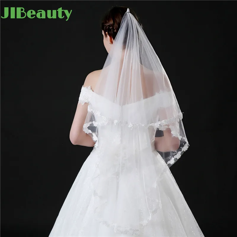 QIANJI белая короткая кружевная Фата Женская Вуаль свадебная фата невесты