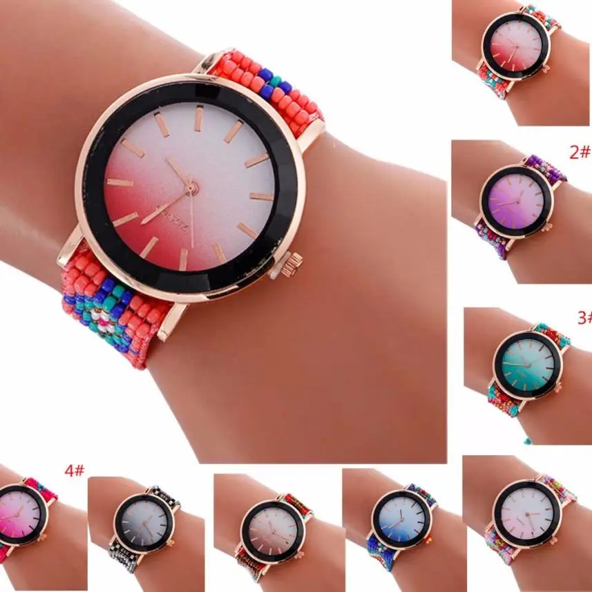 Buy Fashion multicolour beads strap Bracele Watches Women Lovely Wedding Quartz