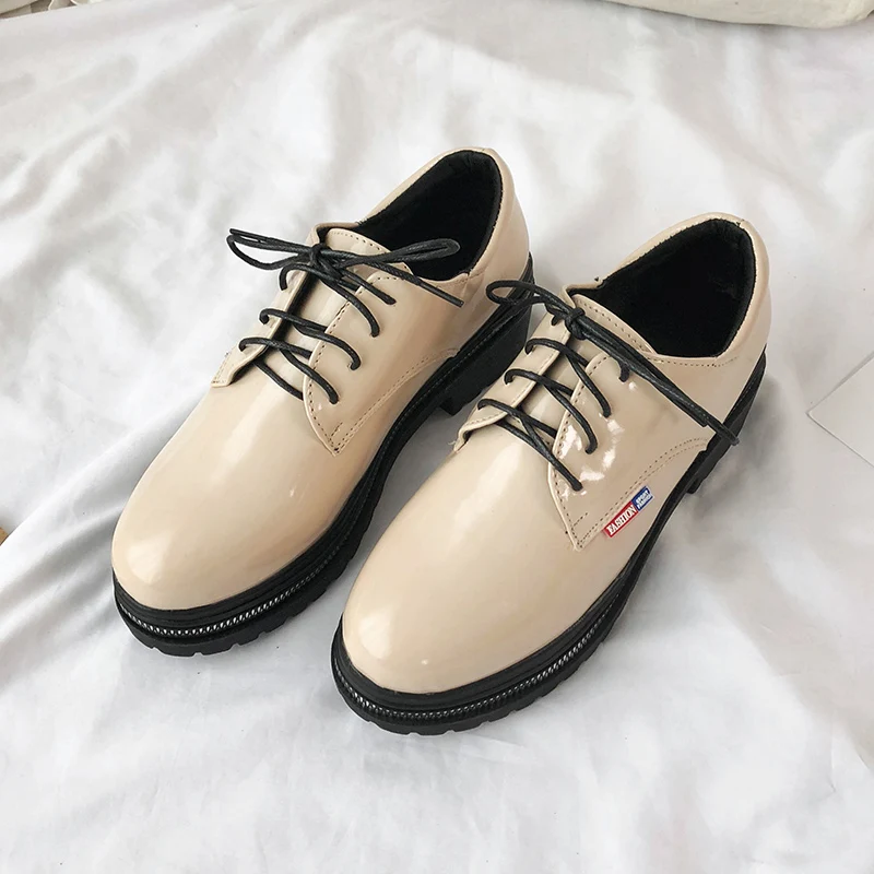 

Moxxy Women Spring Woman' Platform Shoe Fashion Leather Platform Shoes for Woman Sewing Slip On Female Footwear Casual Loafers