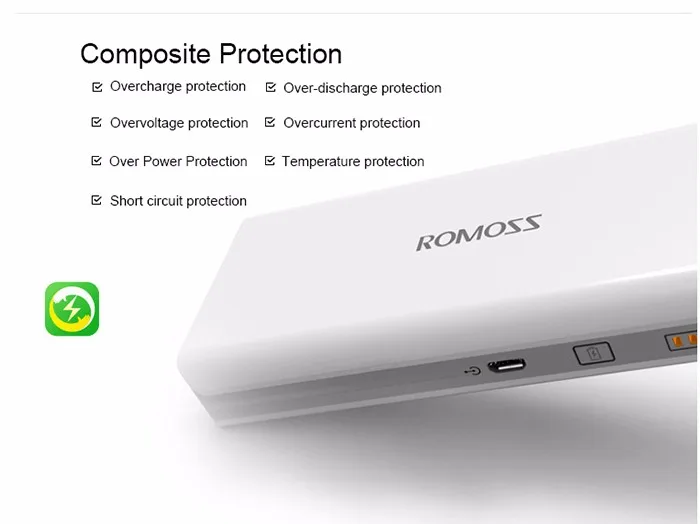 ROMOSS Sense 4 power Bank 10000 мАч Внешний аккумулятор портативный резервный заряд питания двойной USB 1A 2.1A выход