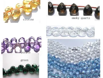 

20%off--2strands Rock Crystal quartz genuine clear white blue green amethyst quartz bead teardrop drop briolette wholesale beads