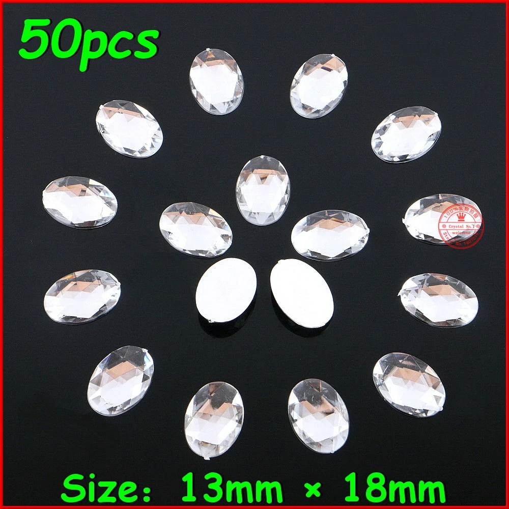 

50pcs/lot Top Grade 13*18mm Shiny Oval No Hole Crystal Stone Sliver Flatback Rhinestone DIY Jewelry For Wedding Dress Clothes