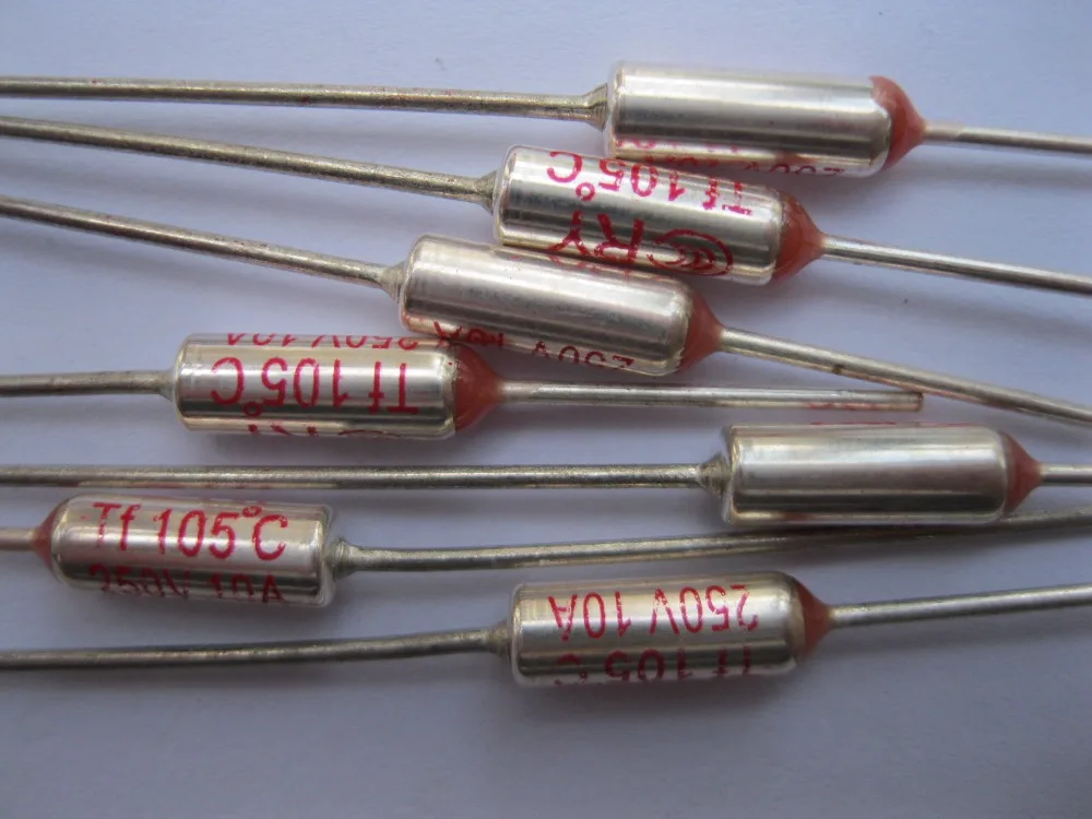 Термопредохранитель Microtemp 105C отсечки 10 А 250 В 12 шт. в партии|microtemp thermal fuse|thermal fuse10a