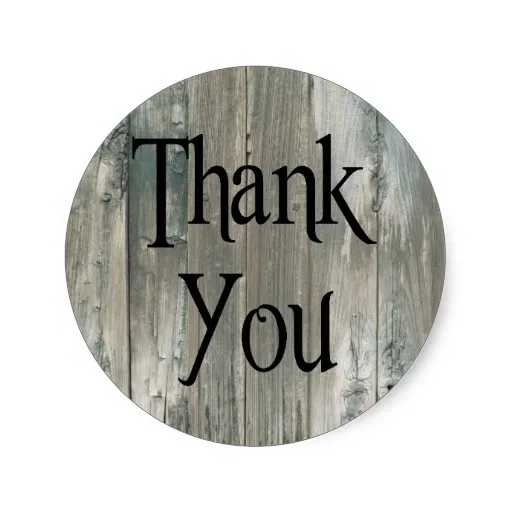 3.8cm Gray Distressed Wood Rustic Thank You Stickersin Stickers from