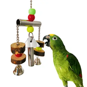 

Bird Stand Toys Parrot Swing Cage Bell Hanging Up Pet Toy Parrot Cockatiel Parakeet Bird Muzzle Chew Sound Toys