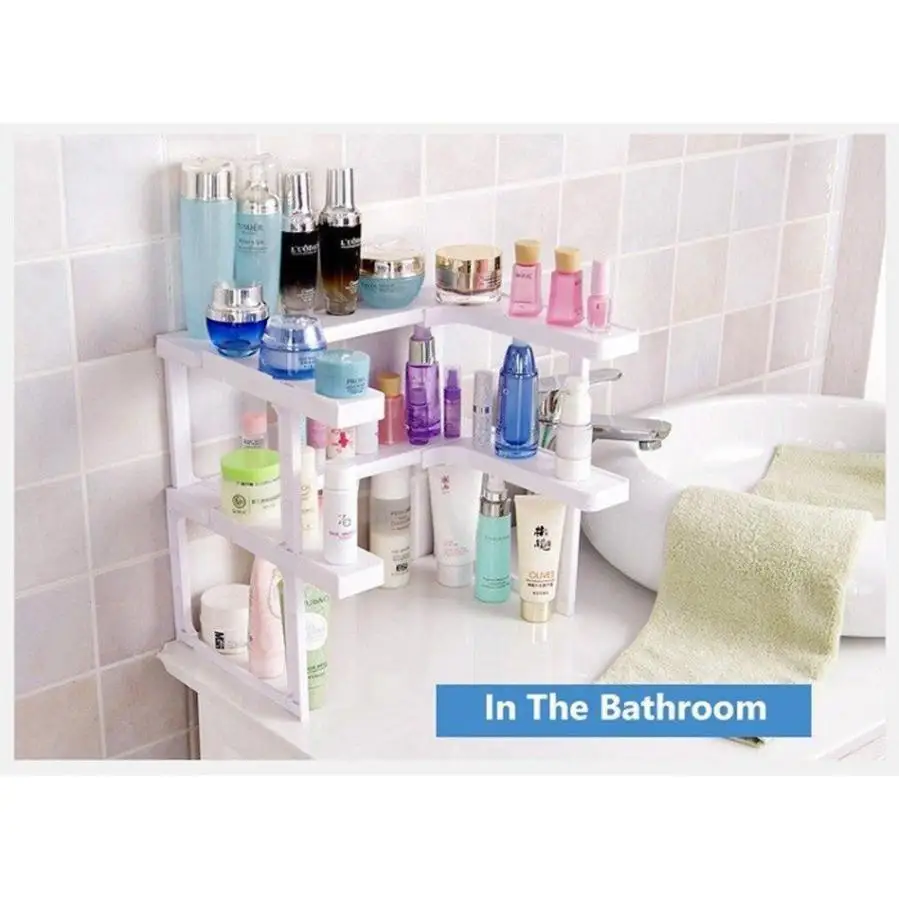

New Multi-function Adjustable Kitchen Bathroom Rack Stackable Storage Organizer