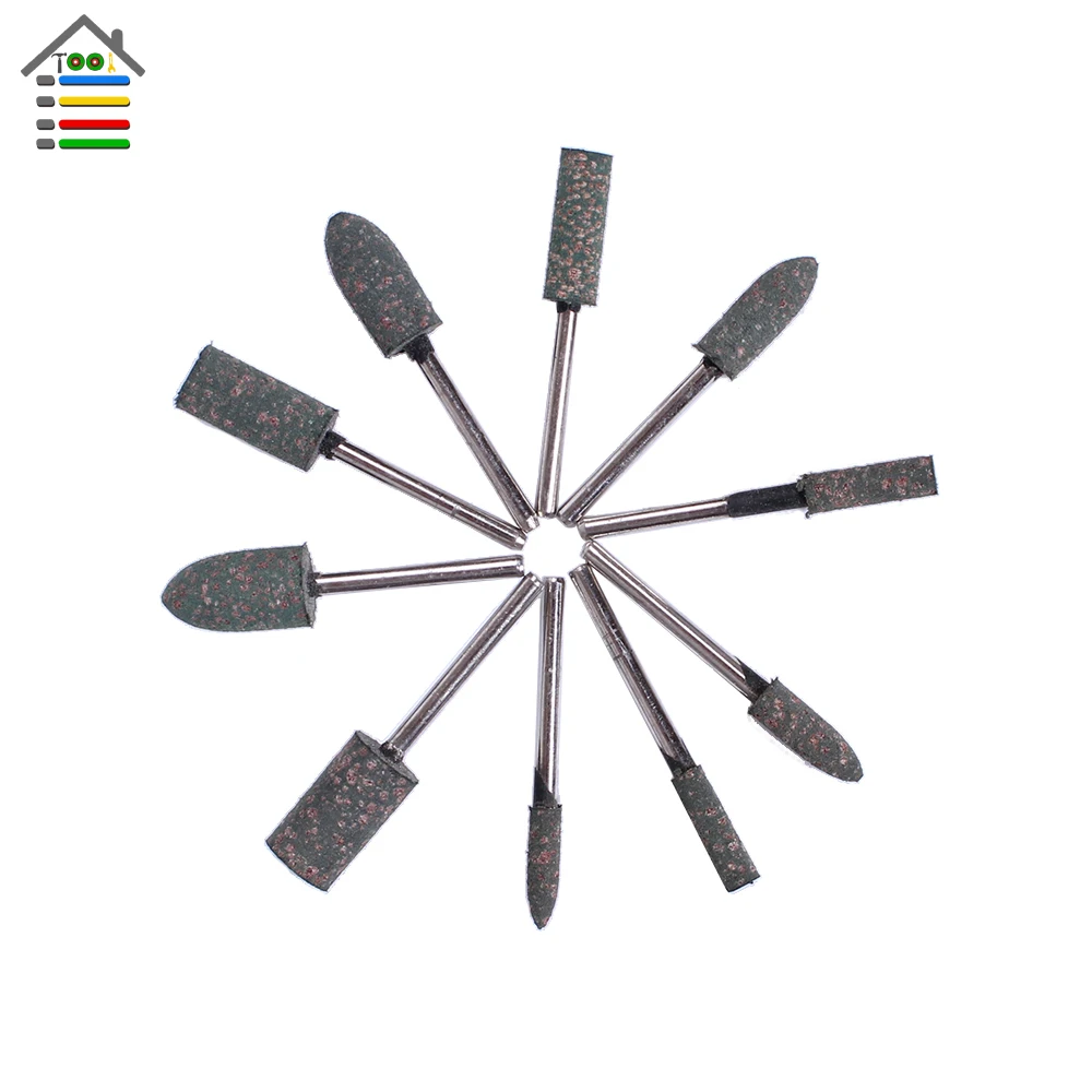 10pc Rubber Abrasive Mounted Stone Polishing Accessory Rotary Tool Set