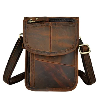 

Men Genuine Leather belt Fanny Waist Pack Vintage Cross Body Shoulder Bag Purse Case Mobile Phone Bags