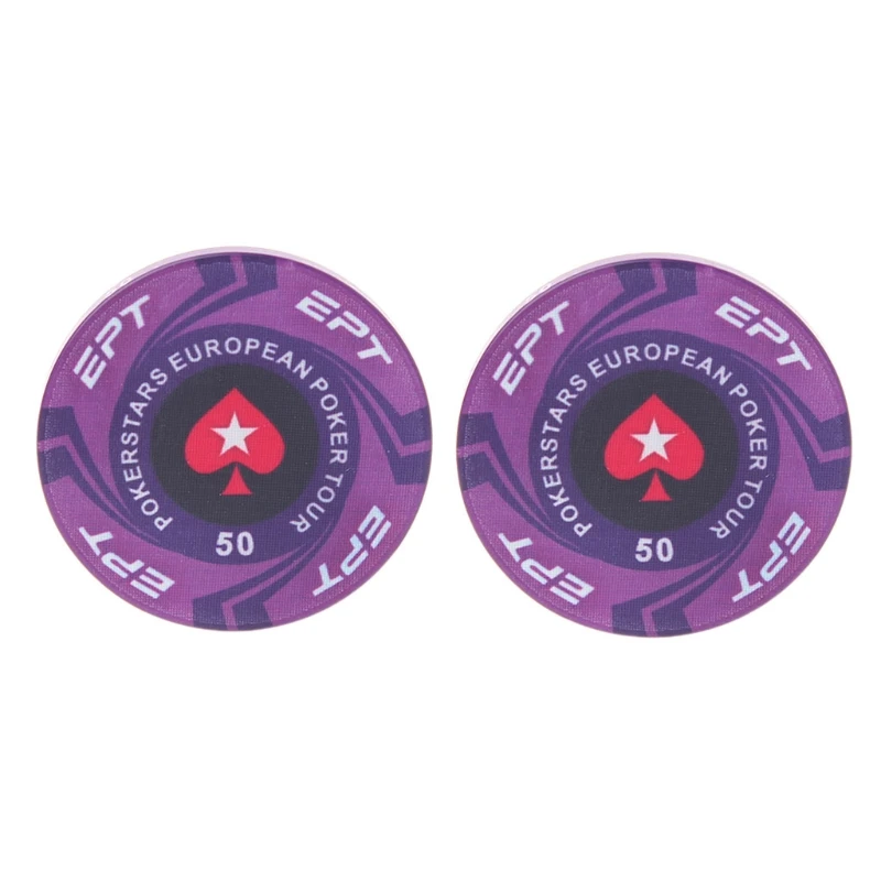 OOTDTY 2pcs EPT керамические фишки для покера европейские Pokers Tour Texas Hold'em казино монеты 4 см - Цвет: 50