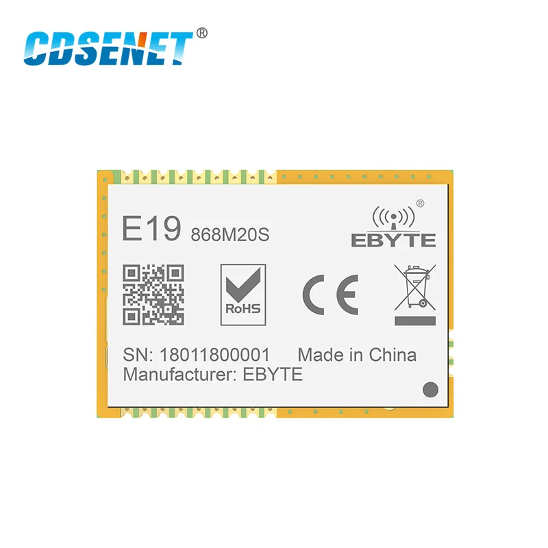 LoRa беспроводной радиочастотный модуль, 868 МГц, SX1276, SX1278, 100 мВт, CDSENET, E19-868M20S, дальность действия, SMD, 868 МГц LoRa беспроводной радиочастотный модуль, 868 МГц, SX1276, SX1278, 100 мВт, CDSENET, E19-868M20S, дальность действия, SMD, 868 МГц