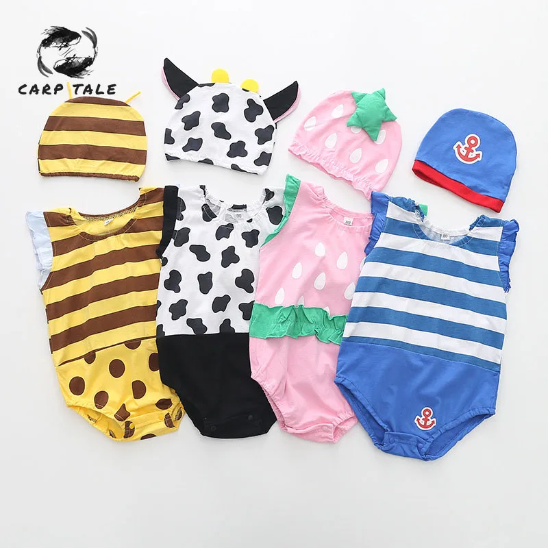 

Fashion cute baby cute triangle tights jumpsuit cotton cartoon animal insect suit onesies 2019 summer models