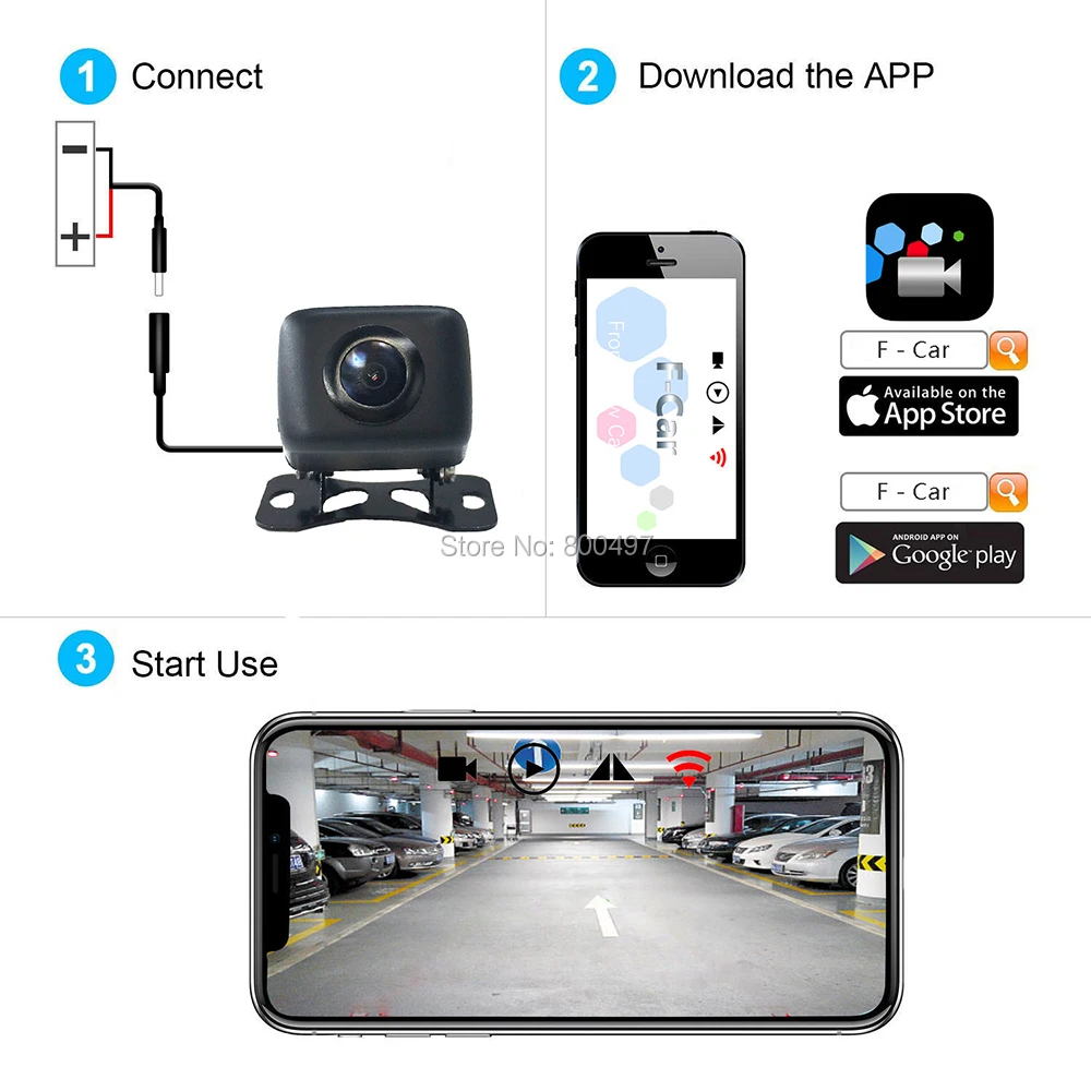 Новейшая автомобильная камера заднего вида, автомобильная WiFi Беспроводная камера заднего вида HD 150 градусов, камера ночного видения для Iphone IOS Android