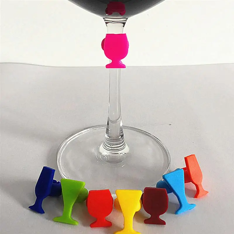 Colorful and Reusable Silicone Wine Glass Markers, Promotional