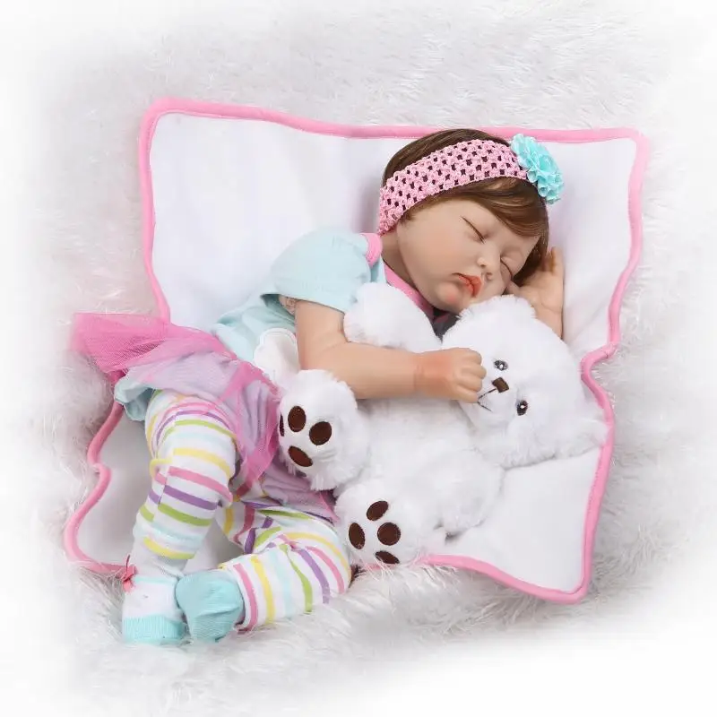 

NPKCOLLECTION free shipping reborn doll soft real gentle touch sleeing baby doll with new Fiber hair for children's gift