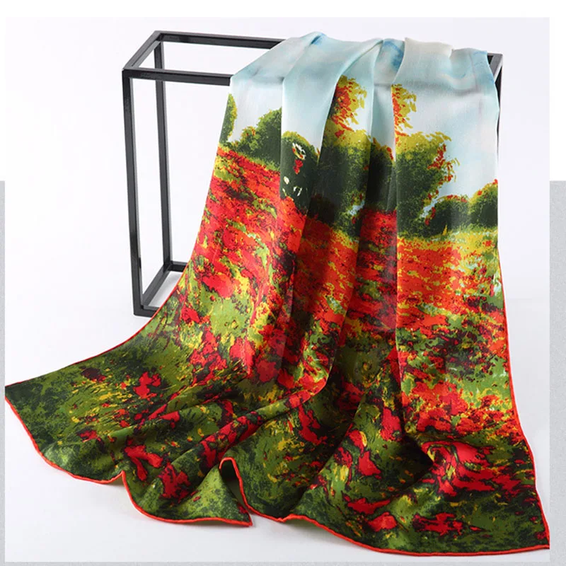 Günstig DANKEYISI Neue Silk Schal Van Gogh der Berühmte Ölgemälde Kunst Works Gedruckt Schal Frauen Schal Luxus Marke Designer Schals weibliche