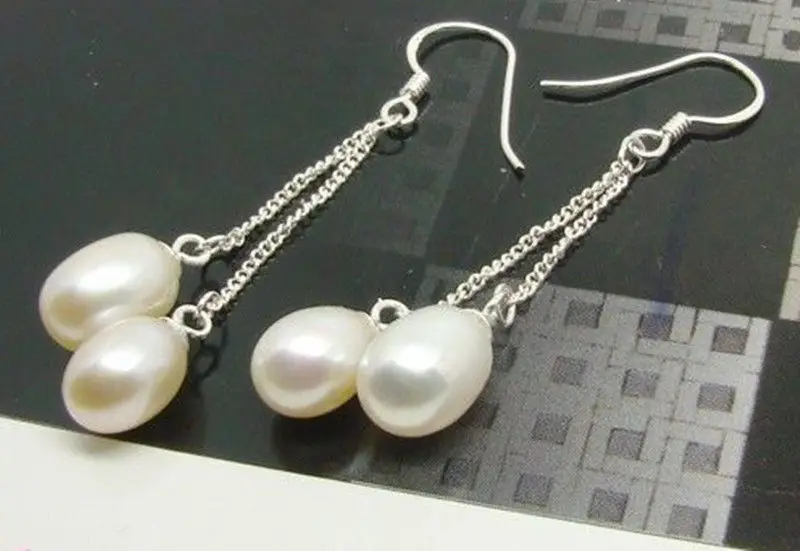

Wholesale price 16new ^^^^pair from Freshwater 6-7mm White Pearl Dangle Earrings Sterling Silver Hot