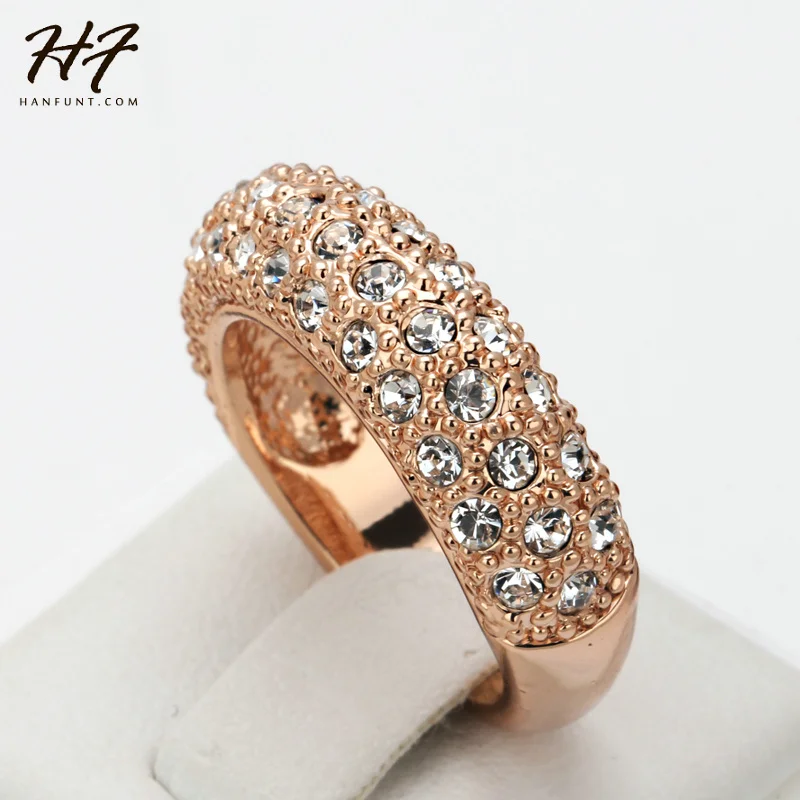 

Top Quality Gold Nobleness Elegant Crystal Ring Rose Gold Color Austrian Crystals Full Sizes HotSale R122 R268