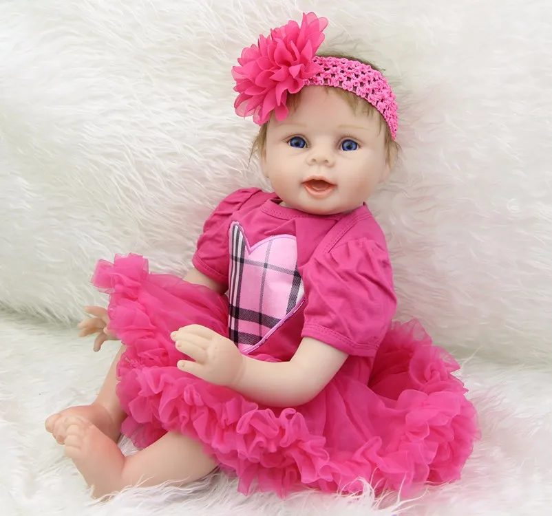 

Rooted Mohair 22 Inch Lifelike bebes Reborn Girl Baby Dolls Real Lifelike Silicone Soft Newborn Babies Kids Play House Toy