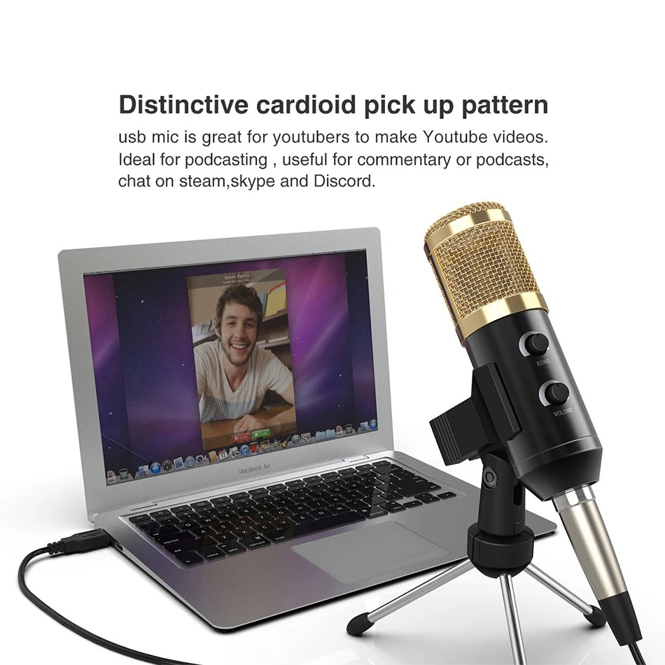 Kexu профессиональный микрофон для записи Usb Plug & Play конденсаторный с ударным Moun