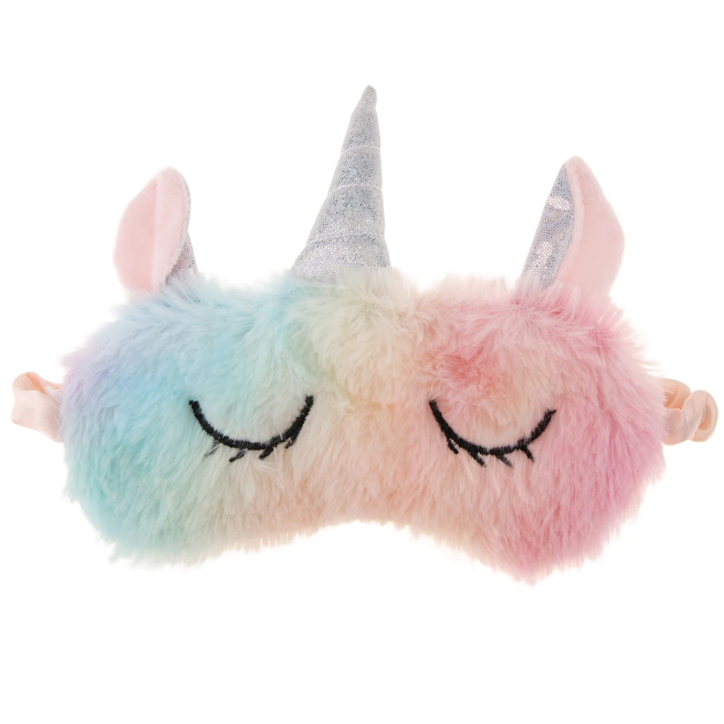 

Rainbow Unicorn Sleep Masks Cute Blindfold Eyes Cover Soft Fleece Eye Shade Cover Travel Nap Night Sleeping