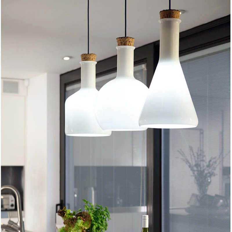 

Modern White Magic milk Bottle Pendant Light glass dining room living room Suspended Luminaire E27 110-240V