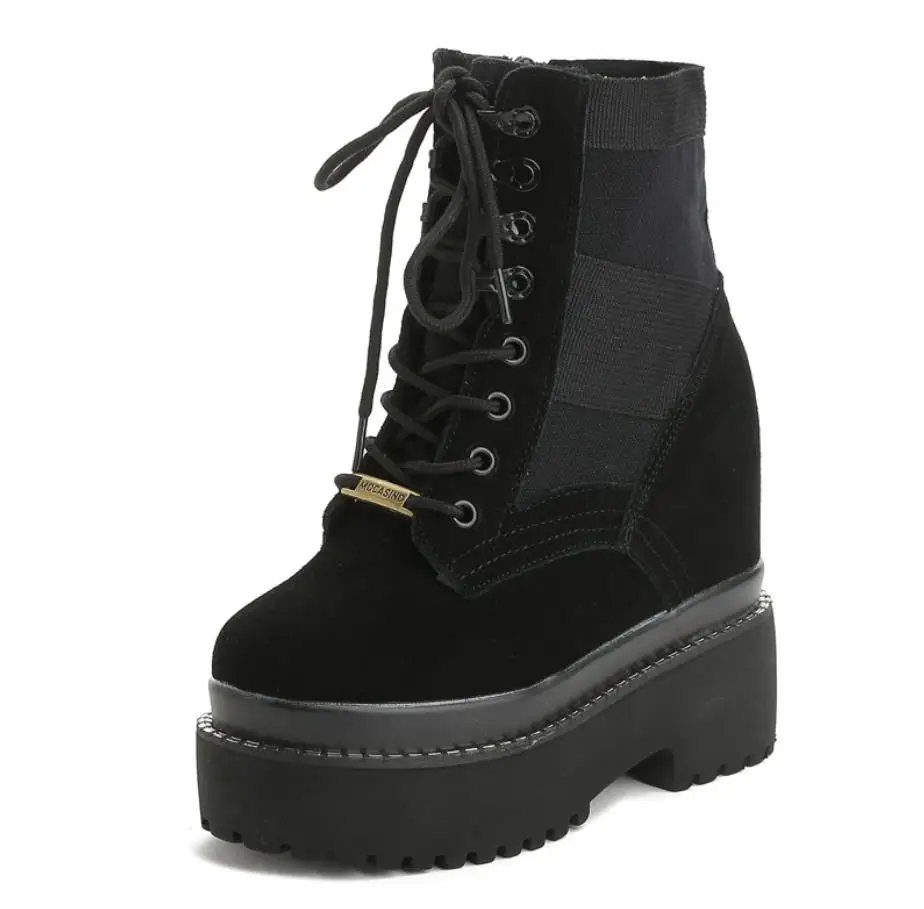 

Autumn and winter fashion new thick leather British inner raised slope with Martin boots