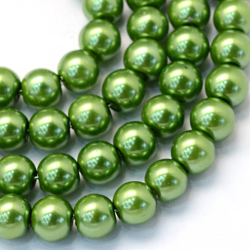 20 нитей 3 мм 4 мм 5 мм 6 мм для выпечки Окрашенные перламутровые стеклянные жемчужные круглые нити для изготовления ювелирных изделий браслет ожерелье F60 - Цвет: Green