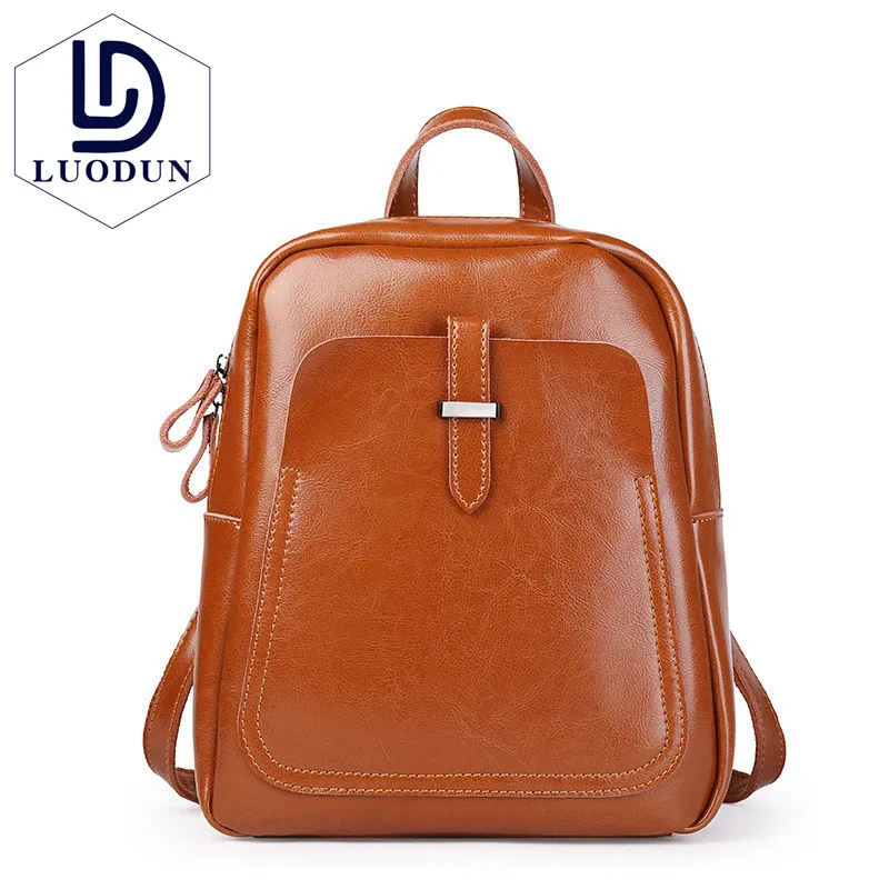 

LUODUN 2018 spring and summer new leather retro wind leather shoulder bag shoulder dual-use backpack simple atmospheric ladies