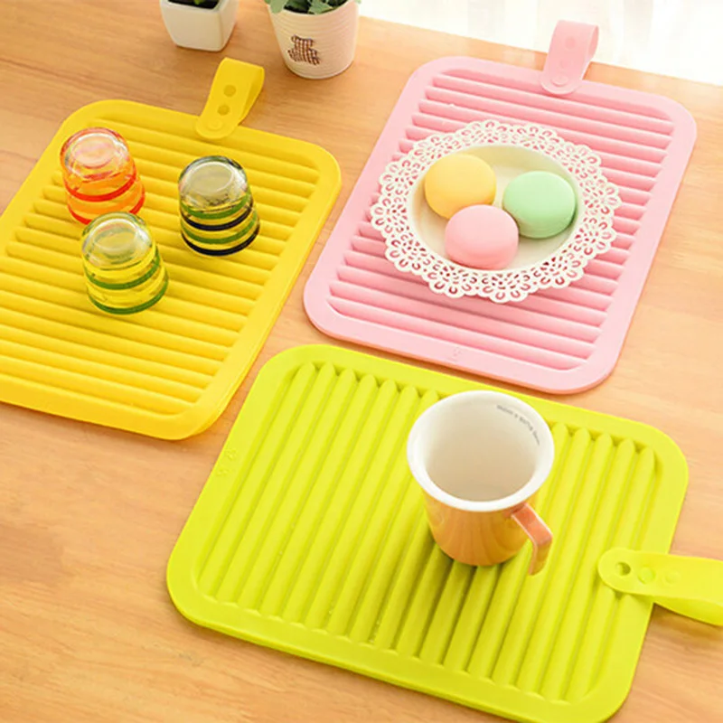 جديد المطبخ بالوعة حصيرة أطباق كوب جافة حصيرة رف سيليكون وعاء حامل الجدول تحديد الموقع كوستر الحرارة مقاومة يمكن فتاحة التعميم صينية