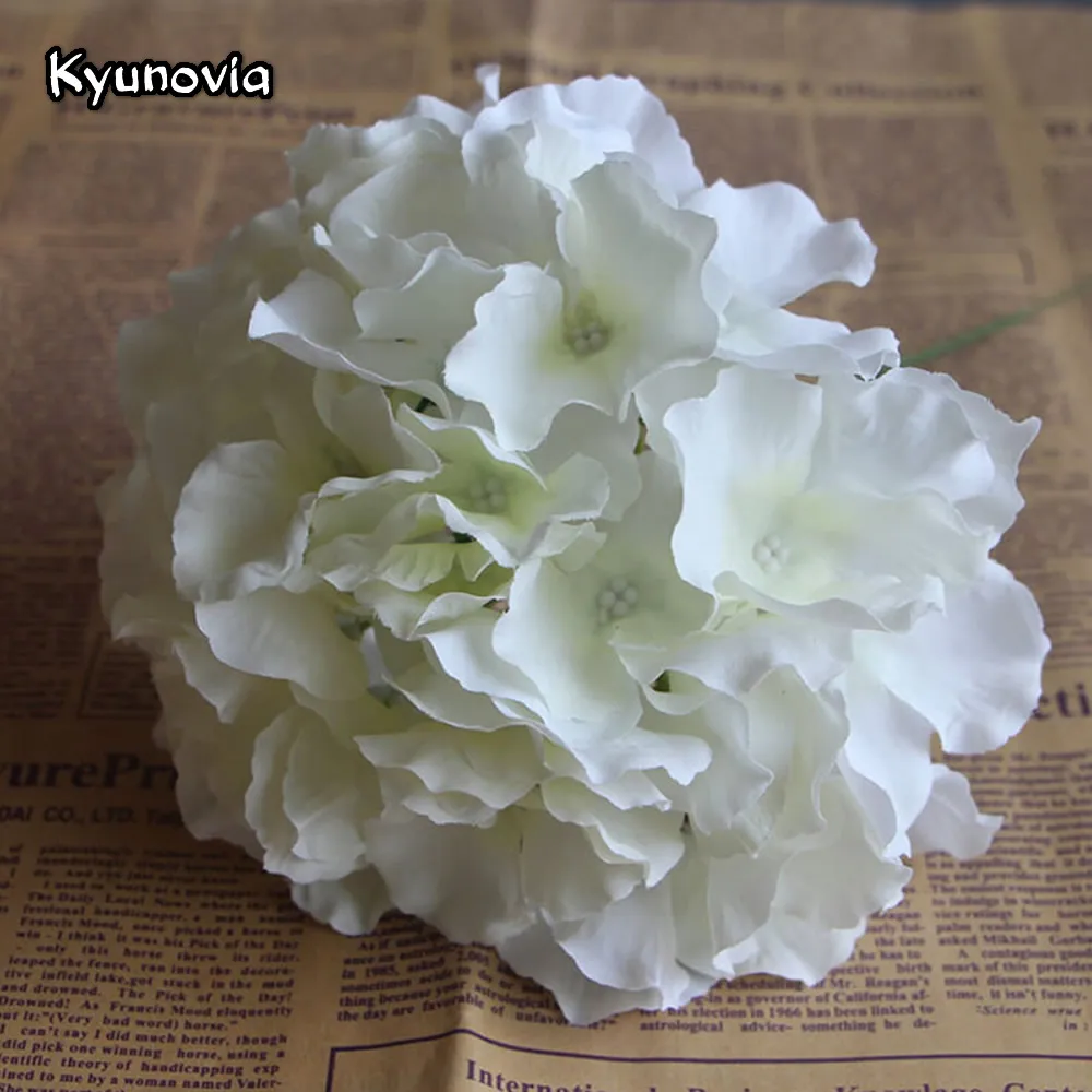 

Kyunovia 10pcs/lot Hydrangea Flower Head BIG Size L photography wall arch wedding decoration Artificial Silk Flowers KY132