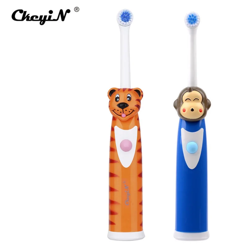 2Pcs Kids Electric Cartoon Toothbrush Rotary Children Animal Tooth