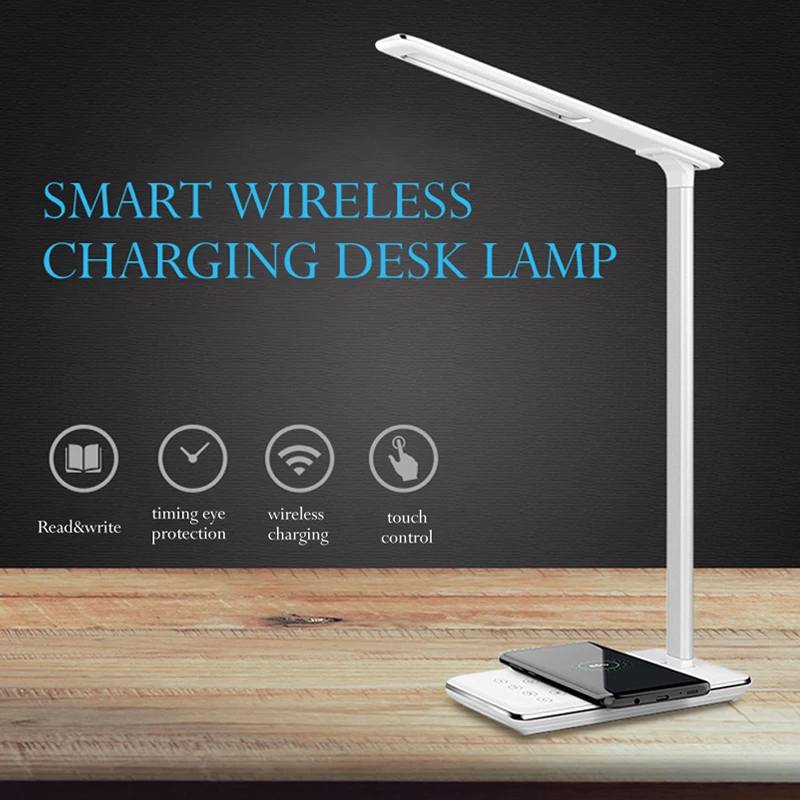 

Wireless Charging LED Table Lamp 5V 2.5A Eye Protection Touch Control Brightness 4 Lighting Modes Folding Desk Lamp Student Gift