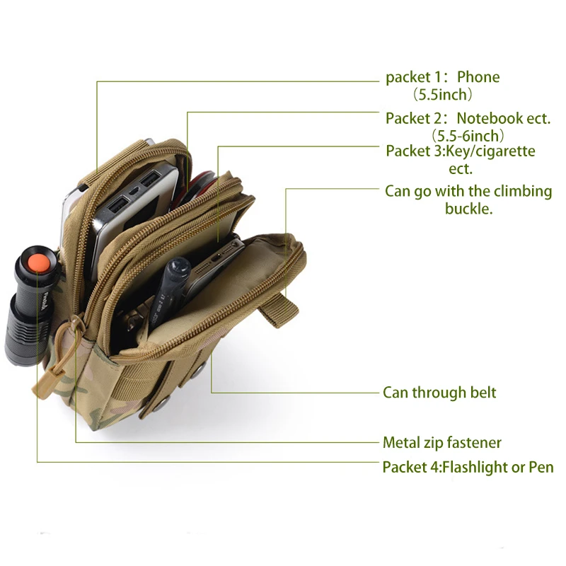 Тактическая сумка для отдыха на открытом воздухе, сумки для кемпинга, рюкзак, поясной ремень, кошелек, сумка, кошелек, чехол для телефона, альпинистская военная сумка, мужская дорожная сумка