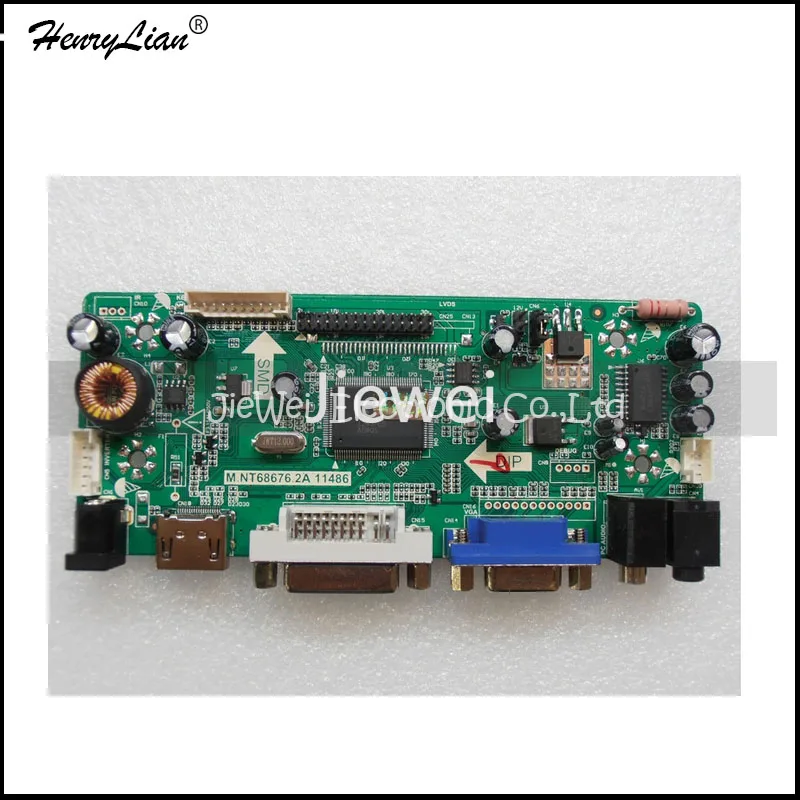 

HENRYLIAN (Jiewei) HDMI+DVI+VGA+Audio LCD Controller Board Kit for M101NWT2 B101AW03 V0 1024x600 LED Panel DIY 10.1" Monitor