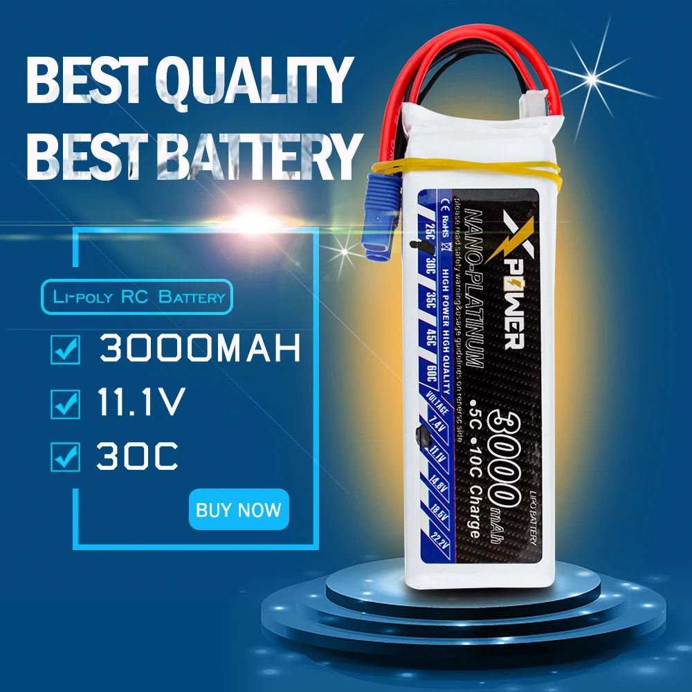 2 шт. 11 1 v 3s батарея 3000mAh 30C max 35C EC3 Xpower Lipo литиевые батареи для радиоуправляемых