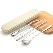 Poratable 304 Нержавеющая сталь соломы молока перлы Чай соломы комплект с случае трубочкой набор фильтров/прямой/согнуть соломы ложка щетка